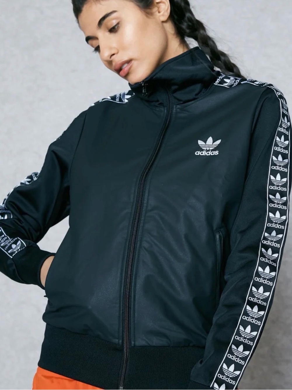 adidas Black Trefoil Tape Bomber Jacket